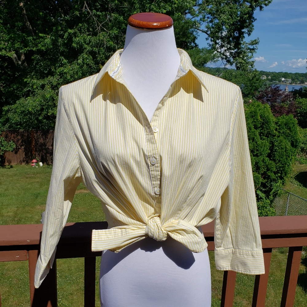 xx LORD AND TAYLOR Yellow Striped Top Sz XL EUC - Picture 8 of 13